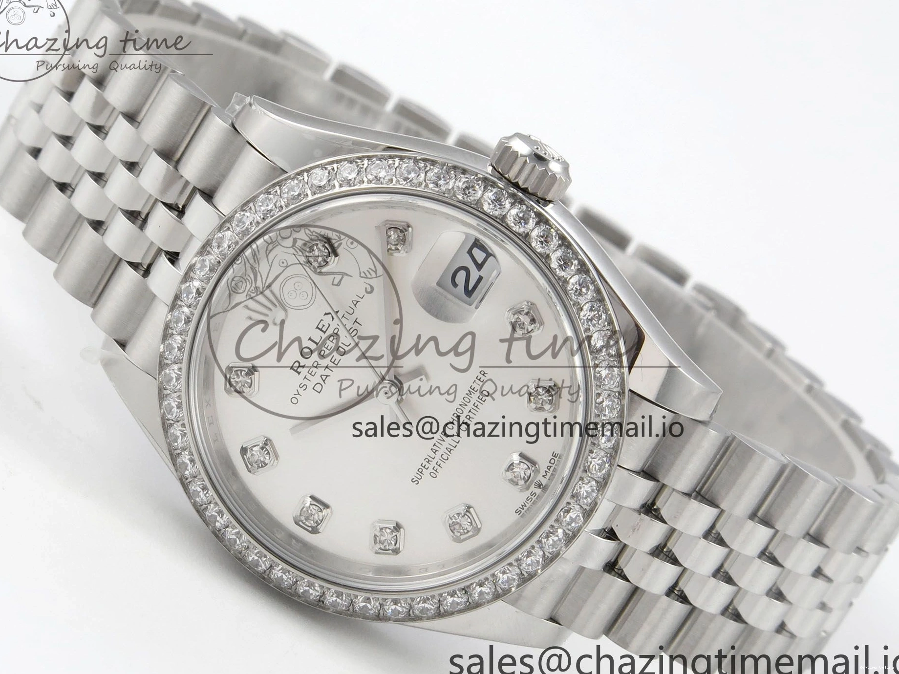 0404 Lightweight DateJust 31 278384RBR THBF 1:1 Best Edition 904L Steel Silver Diamonds Dial Diamonds Bezel on SS Oyster Bracelet HZ Cal. 22